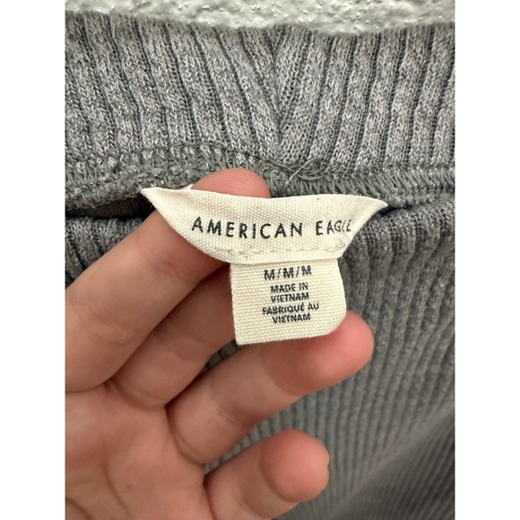 American Eagle Flare Ribbed Knit Lounge Pants Womens Medium Gray Casual Comfort - Picture 3 of 5